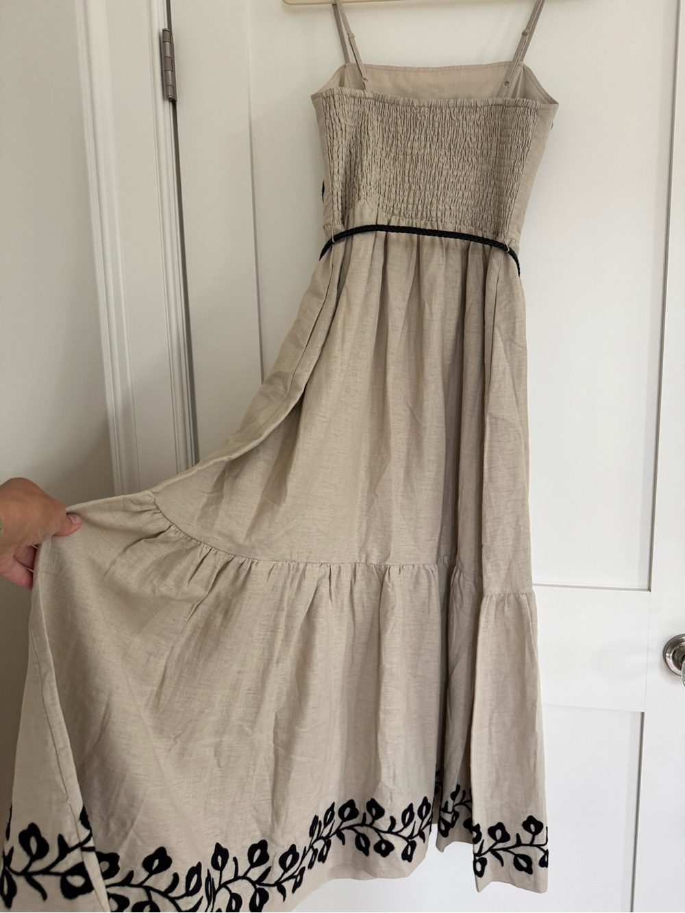 Lucky Brand Embroidered belted tiered linen maxi dress - Picture 5 of 11